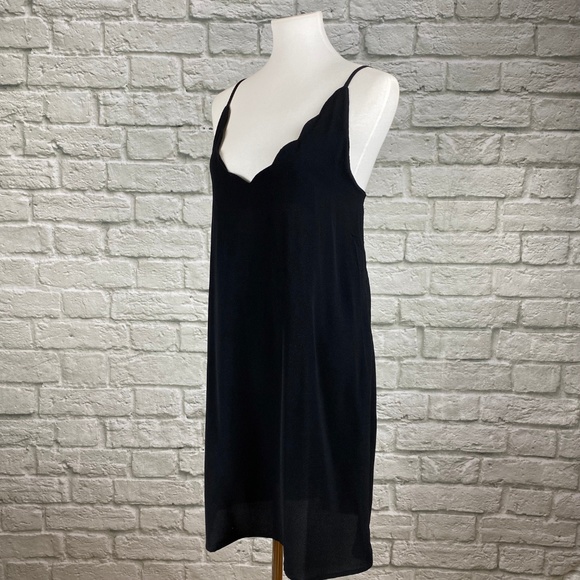 NWT Mango Black Scallop Trim Cami Dress - Picture 2 of 5